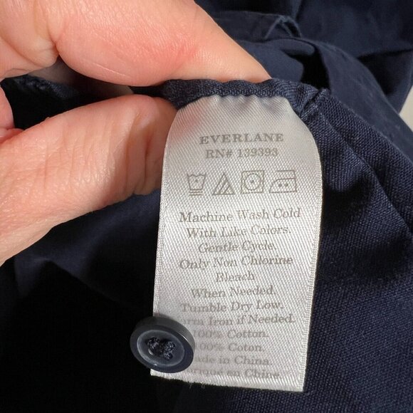 Everlane Shirt Dress Size 4 Navy Blue Cotton Band Collar Minimal Work Office - Picture 8 of 8